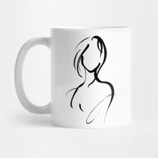 Stick figure woman in black ink Mug